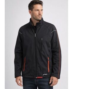 ASICS Men's Black Jacket with Orange Highlights